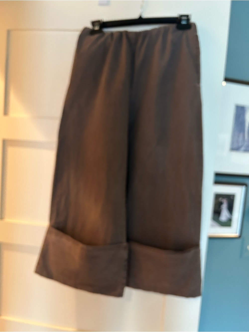 Free People Wide Leg Cropped Trousers in Faded Dark Brown